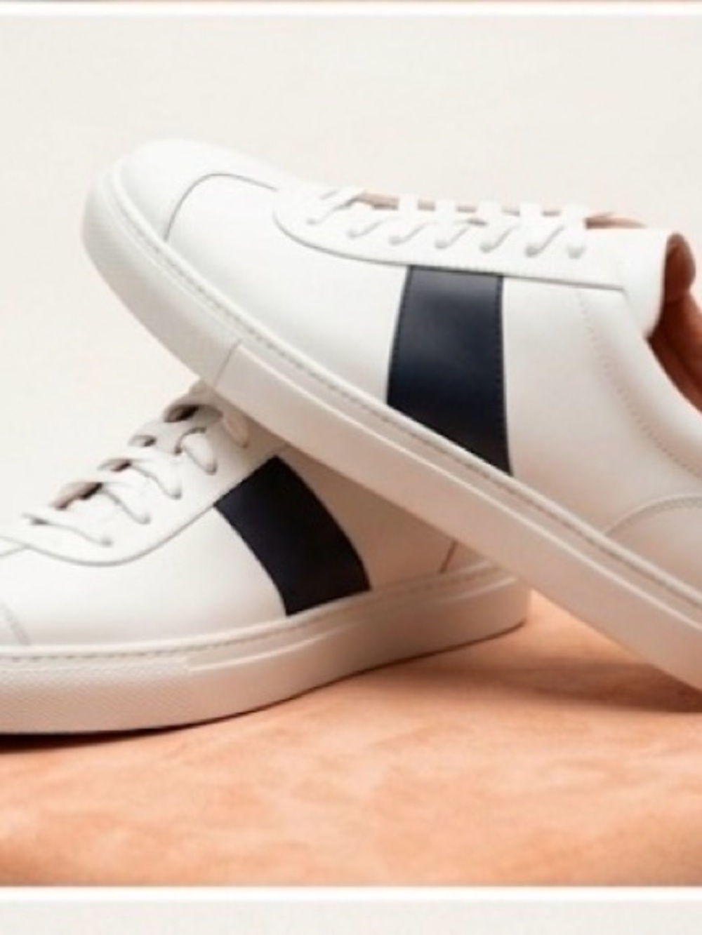 NIB Magnanni Elias White Navy Luxury Leather Sneakers Size 12 Beautiful! w/ BAG!